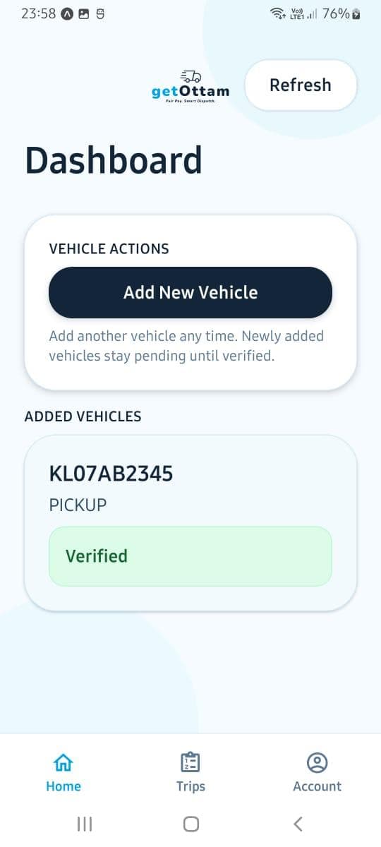 Vehicle dashboard screen