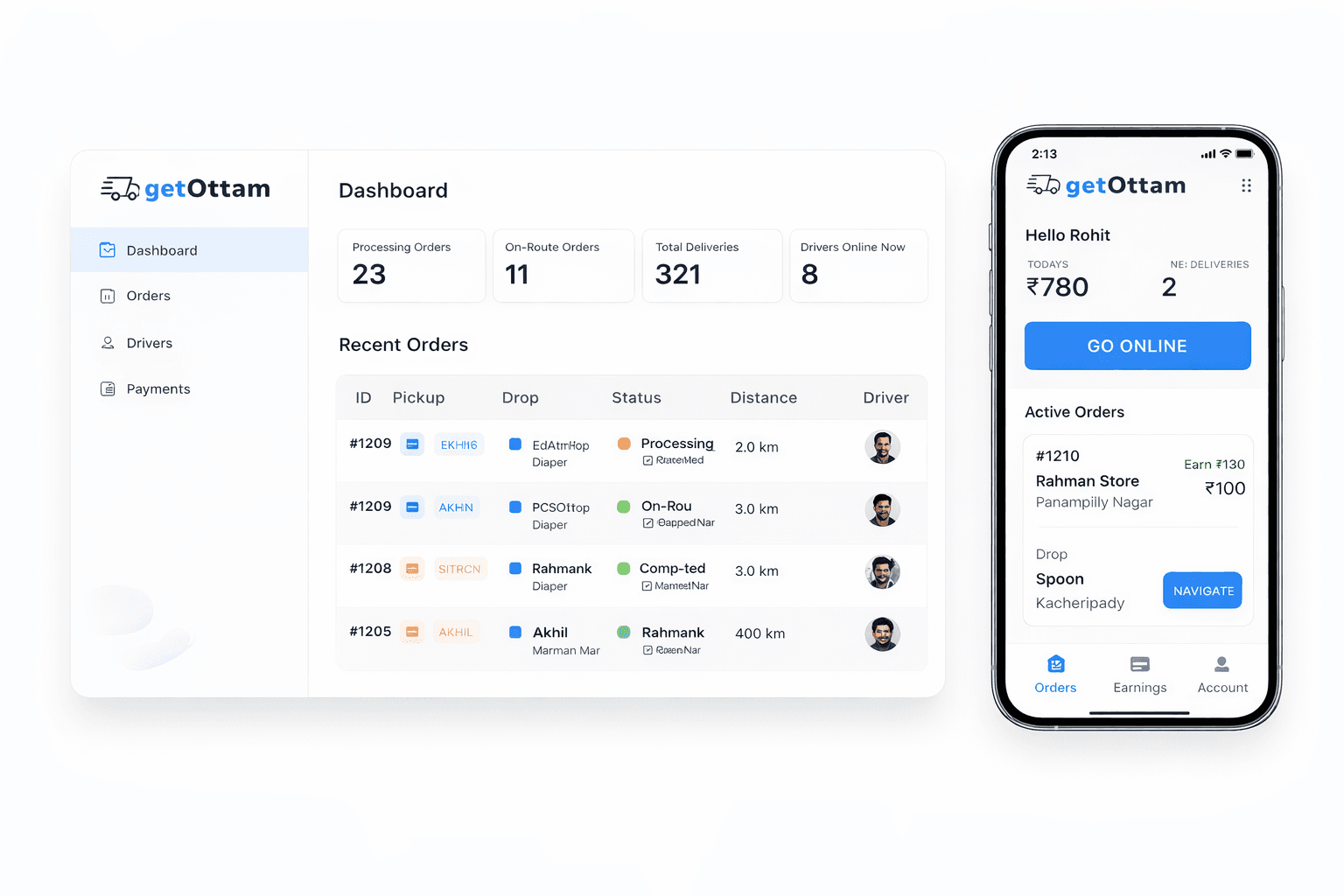 GetOttam driver app preview